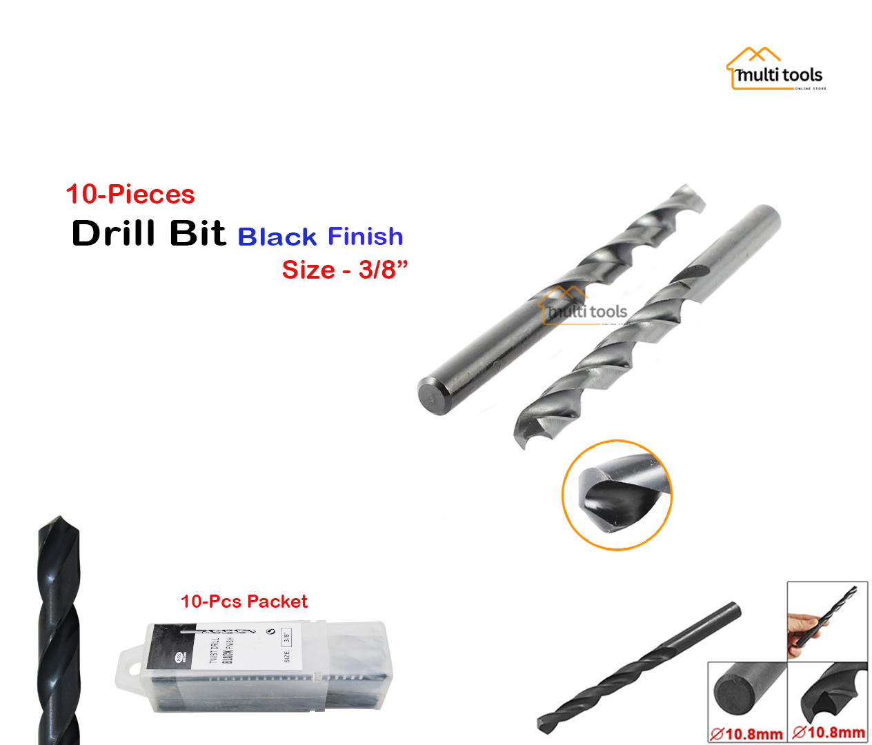Drill Bits Black Finish 3/8 Inch