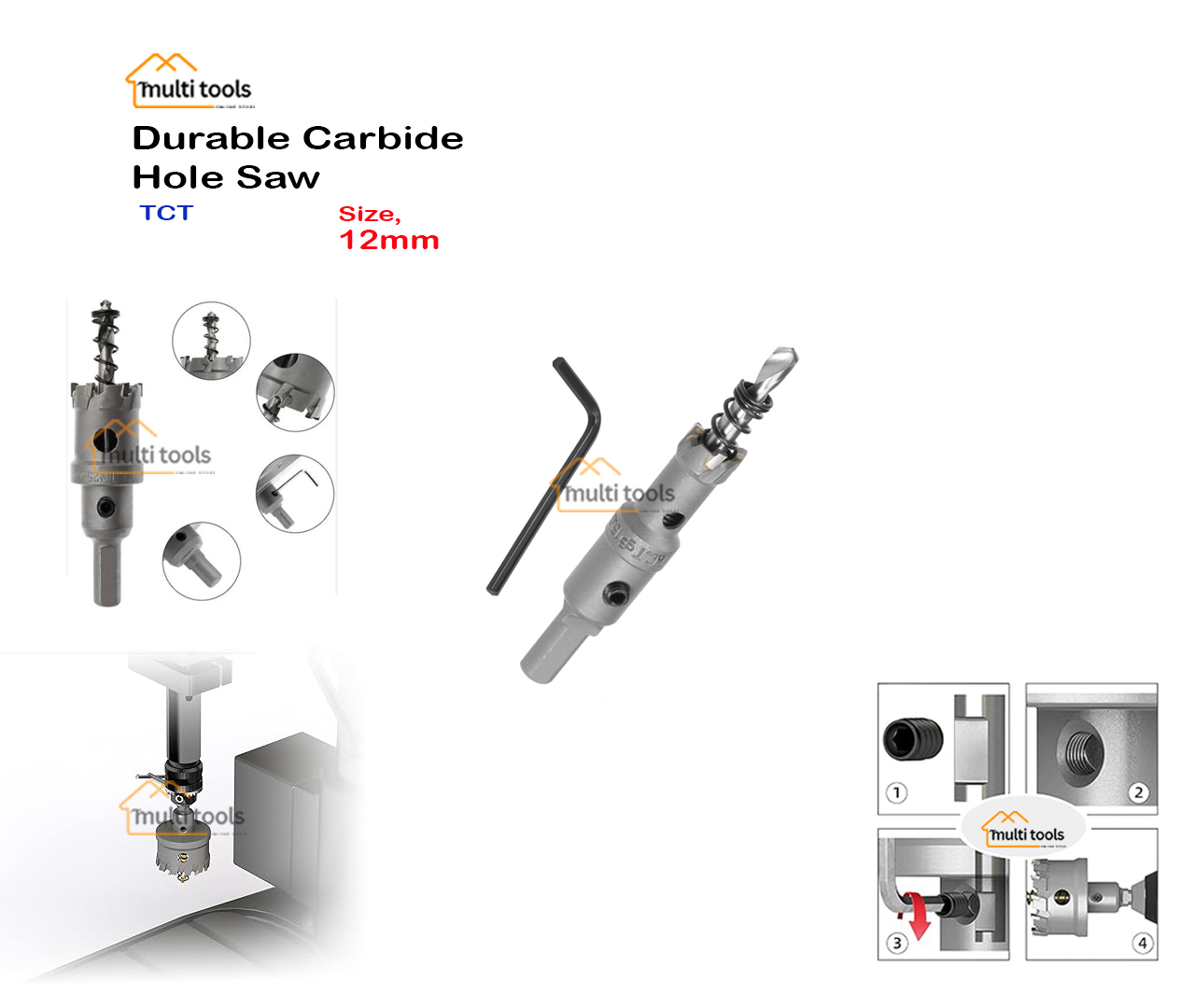 Durable Carbide Hole Saw Tct 12Mm