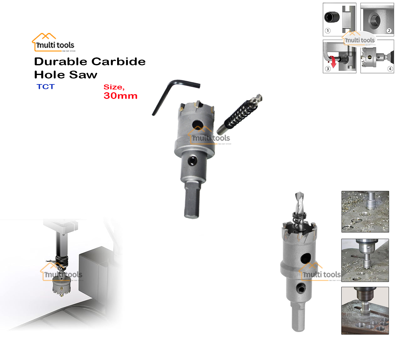 Durable Carbide Hole Saw Tct 30Mm