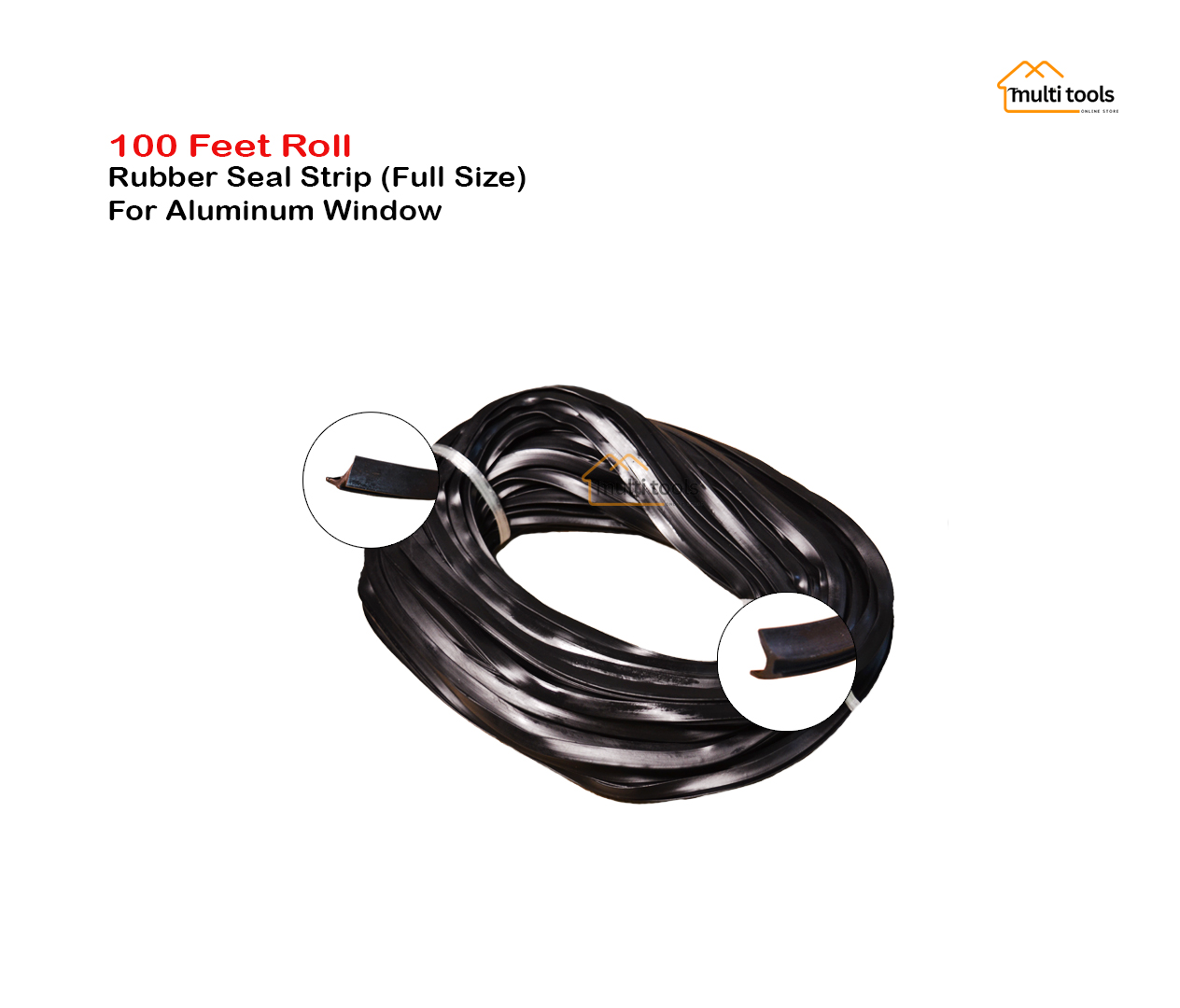 Full Size Fix Rubber Seal Strip For Aluminum Window Glass (Pvc) 100 Ft Roll