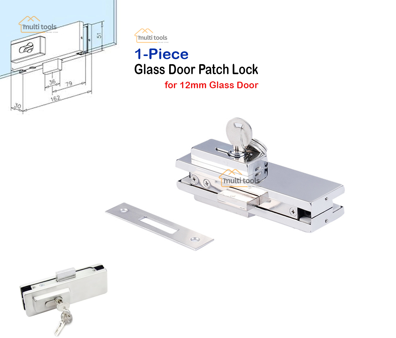 Glass Door Patch Lock