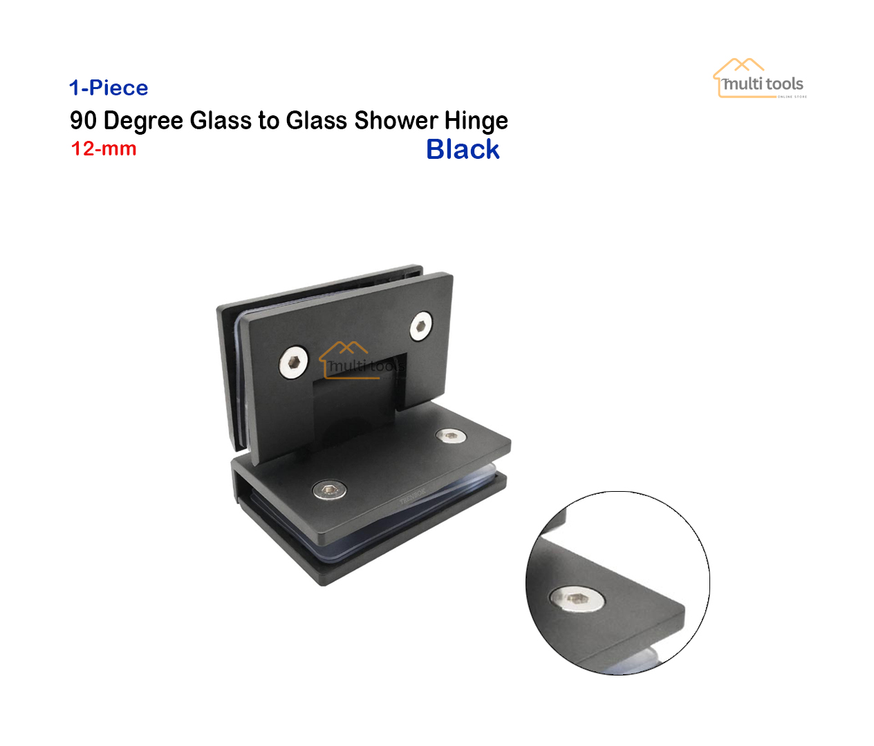 Glass To Glass Shower Hinges (90 Degree)Black