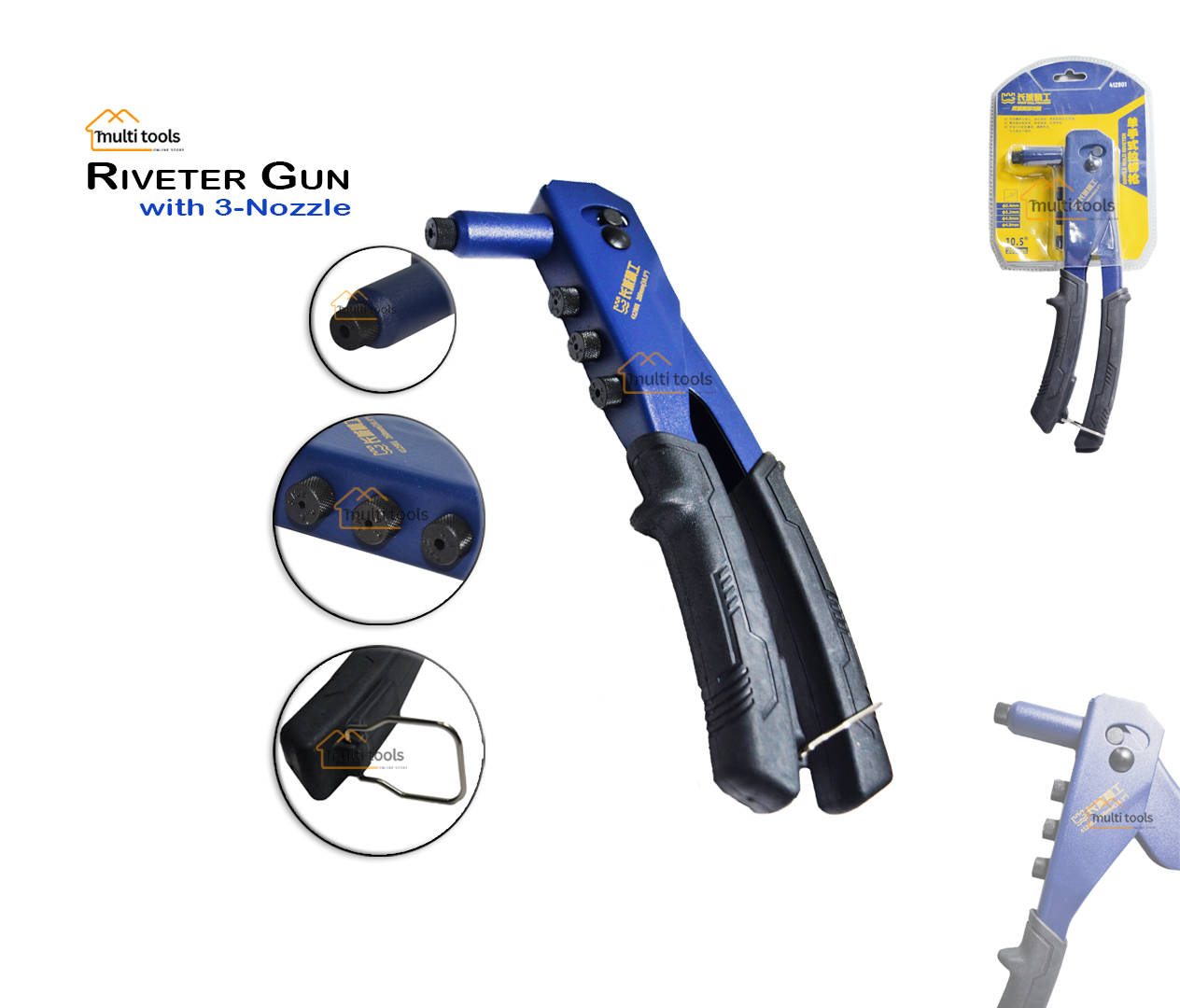 Riveter Gun With 3 Nozzle