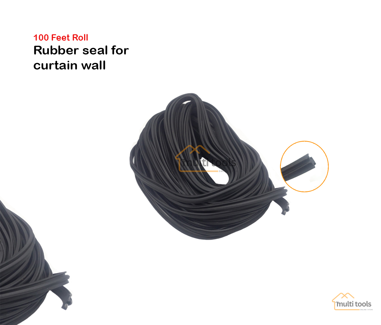 Rubber Seal For Curtain Wall E Tyep 100 Ft Roll