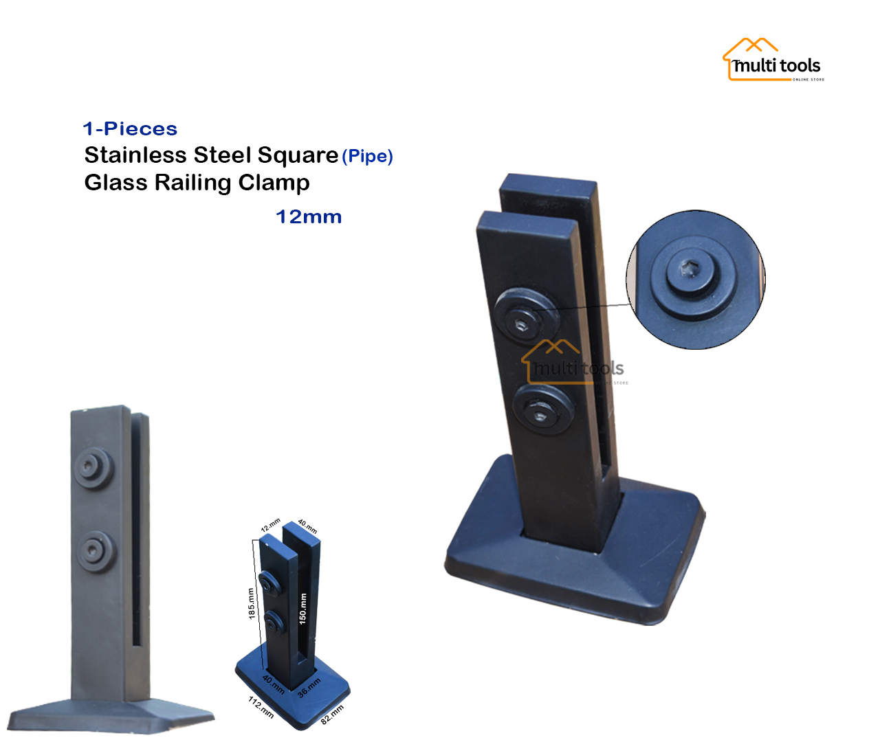 Stainless Steel Square Glass Railing Clamp