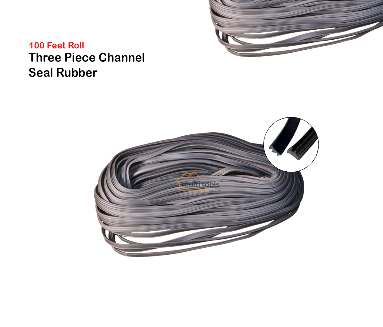 Three Piece Channel Seal Rubber 100 Ft Roll